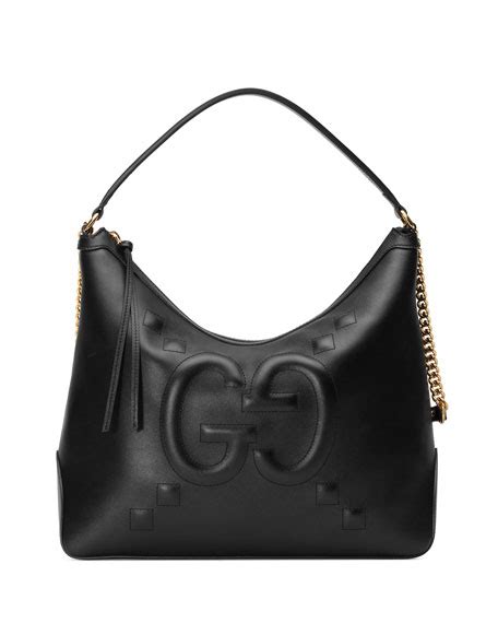 gucci original large leather embossed gg hobo bag|gucci guccissima hobo bag.